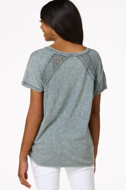 Crochet Panel Drawstring Top