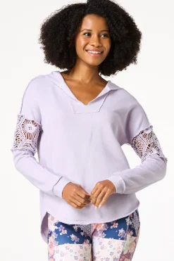 Crochet Trim French Terry Hoodie