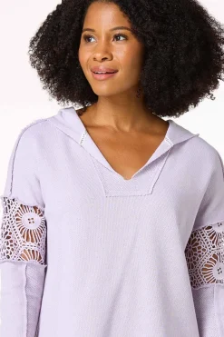Crochet Trim French Terry Hoodie