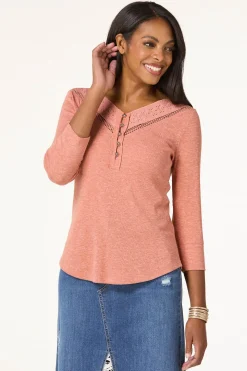 Crochet V- Neck Henley