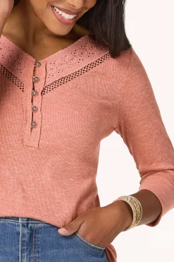 Crochet V- Neck Henley
