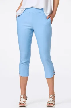Cropped Blue Lattice Hem Pants