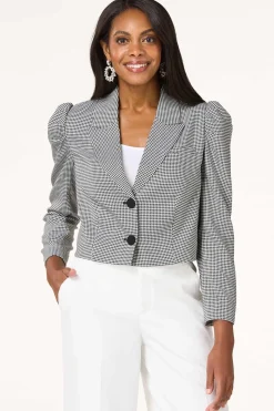 Cropped Houndstooth Blazer