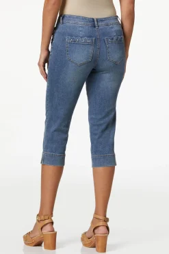 Cropped Lace Up Pocket Jeans