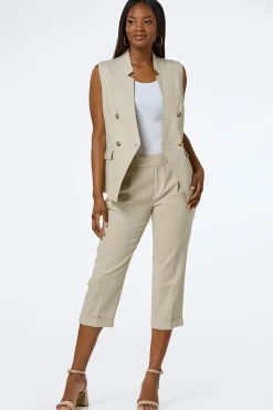 Cropped Natural Linen Pants