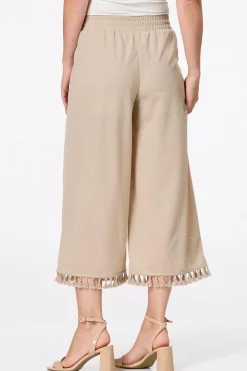 Cropped Tasseled Wide Leg Pants