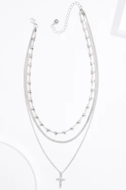 Cross Charm Layered Necklace