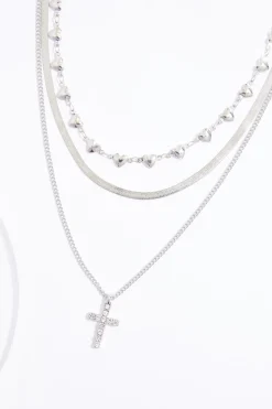 Cross Charm Layered Necklace
