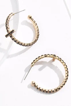 Cross Stone Hoop Earrings