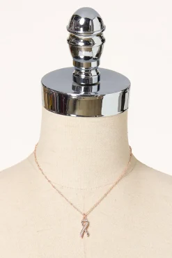 Cubic Zirconia Awareness Ribbon Necklace