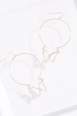 Cubic Zirconia Butterfly Charm Earrings