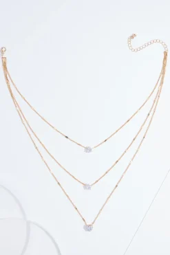Cubic Zirconia Charm Layered Necklace