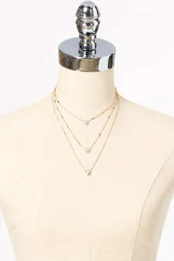 Cubic Zirconia Charm Layered Necklace