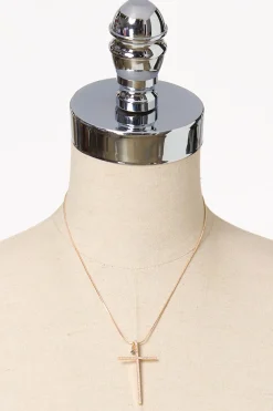 Cubic Zirconia Cross Pendant Necklace