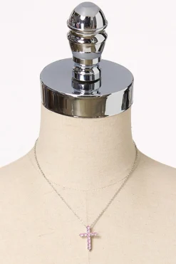 Cubic Zirconia Cross Pendant Necklace