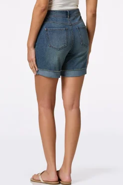 Cuffed Curvy Denim Shorts