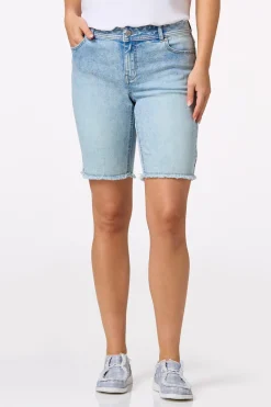 Curvy Frayed Denim Shorts