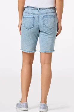 Curvy Frayed Denim Shorts
