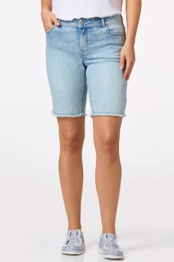 Curvy Frayed Denim Shorts