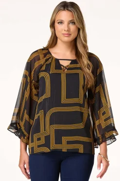 Cutout Bell Sleeve Top
