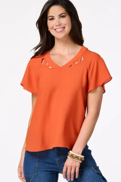 Cutout Chiffon Top