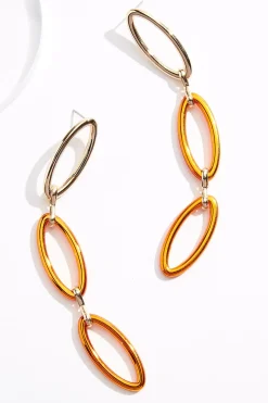 Cutout Oval Linear Link Earrings