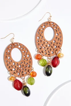 Cutout Wood Shaky Bead Earrings