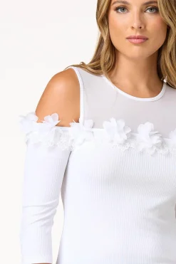 3d Floral Cold Shoulder Top