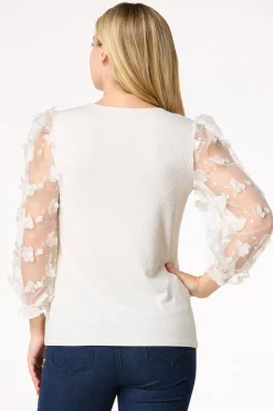 3d Floral Sleeve Top