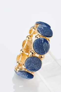 Denim Circle Stretch Bracelet