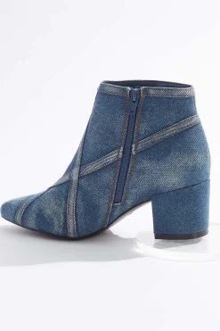 Denim Criss Cross Heeled Boots