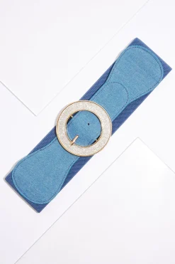 Denim Embellished Circle Stretch Belt
