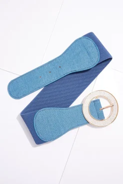 Denim Embellished Circle Stretch Belt