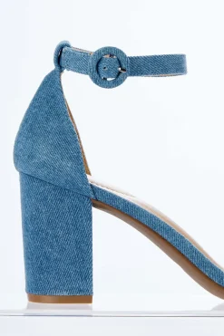 Denim Embellished Heeled Sandals