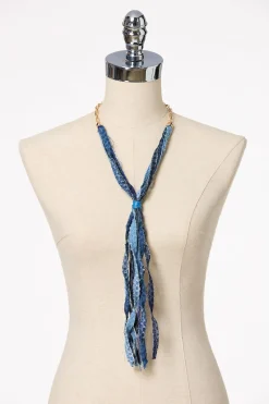 Denim Tassel Long Necklace