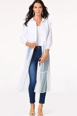 Dotted Mesh Poplin Duster