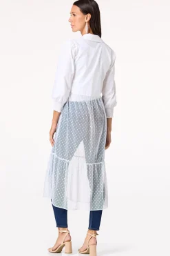 Dotted Mesh Poplin Duster
