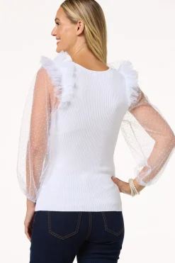 Dotted Mesh Sleeve Sweater