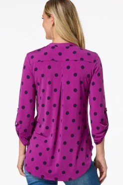 Dotted Scrunch Sleeve Top
