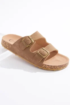 Double Buckle Footbed Sandals