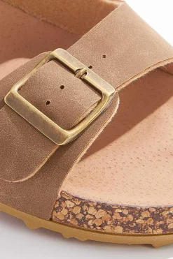 Double Buckle Footbed Sandals