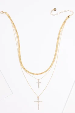 Double Cross Layered Necklace