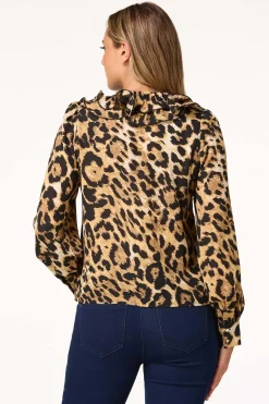 Dramatic Ruffle Leopard Shirt
