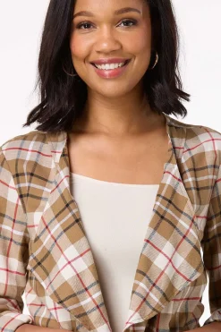 Draped Plaid Cardigan