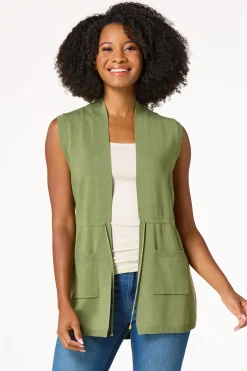 Drawstring Waist Cardigan Vest
