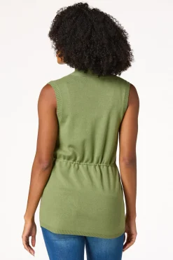 Drawstring Waist Cardigan Vest