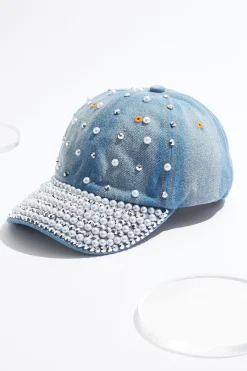 Embellished Denim Baseball Hat