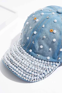 Embellished Denim Baseball Hat