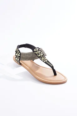 Embellished Stretch Thong Sandals