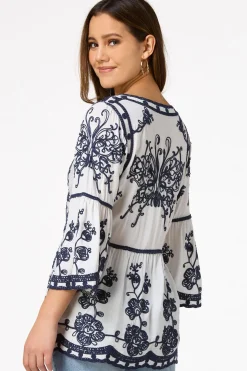 Embroidered Bell Sleeve Top